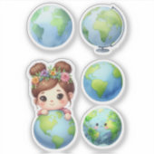 Wereldbol Aardedag Sticker (Voorkant)