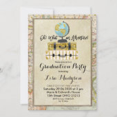 WERELDBOL Adventure Graduation Party Uitnodigen Kaart (Voorkant)