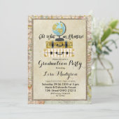 WERELDBOL Adventure Graduation Party Uitnodigen Kaart (Staand voorkant)