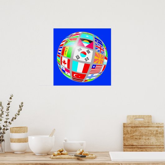 wereldbol blauw poster (Keuken)