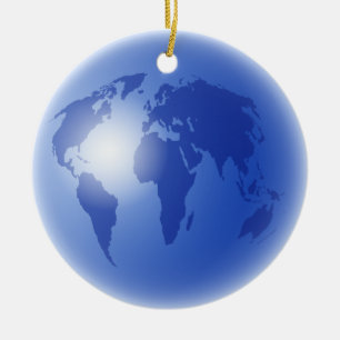 Wereldbol Blauwe Wereld Keramisch Ornament