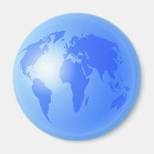 Wereldbol Blauwe Wereld Magneet (Voorkant)