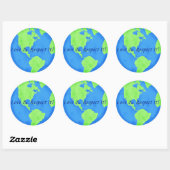 Wereldbol Blue Green Ronde Sticker (Vel)