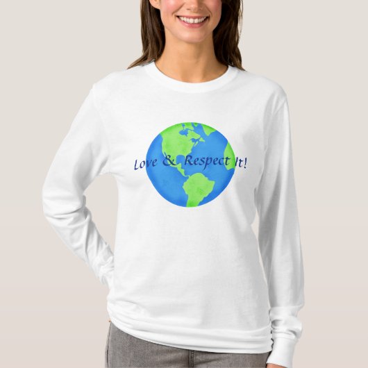 Wereldbol Blue Green T-shirt (Voorkant)