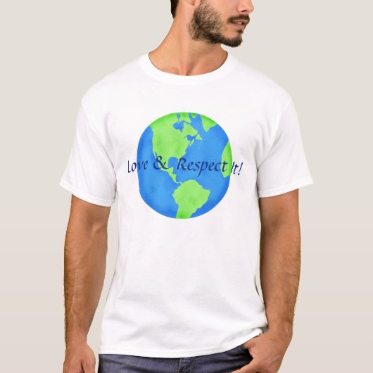 Wereldbol Blue Green T-shirt (Voorkant)