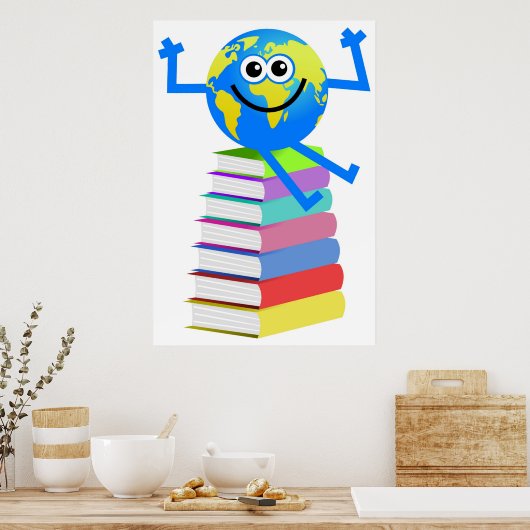 Wereldbol boeken poster (Keuken)