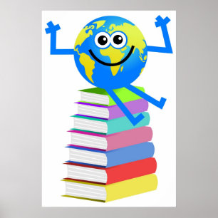 Wereldbol boeken poster