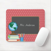 Wereldbol boeken potloden docent muismat (Met muis)