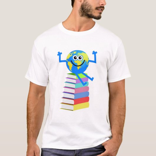 Wereldbol boeken t-shirt (Voorkant)