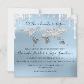 Wereldbol-bridale bruiloft blauw op de World Desti Magnetische Uitnodiging (Voorkant)