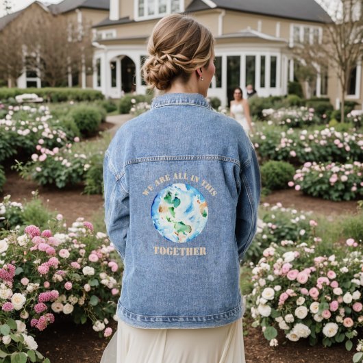 Wereldbol Dames Denim Jas Jacket (Huwelijk Achterkant)