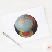 Wereldbol draaien ronde sticker (Envelop)