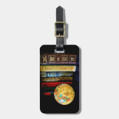  Wereldbol en boeken Bagagelabel (Voorkant verticaal)