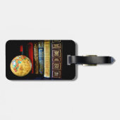  Wereldbol en boeken Bagagelabel (Achterkant horizontaal)