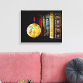  Wereldbol en boeken Canvas Afdruk (Insitu (Woonkamer))