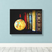  Wereldbol en boeken Canvas Afdruk (Insitu (Houten vloer))