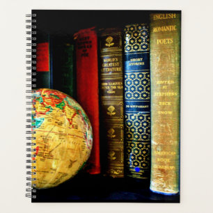 Wereldbol en boeken Planner