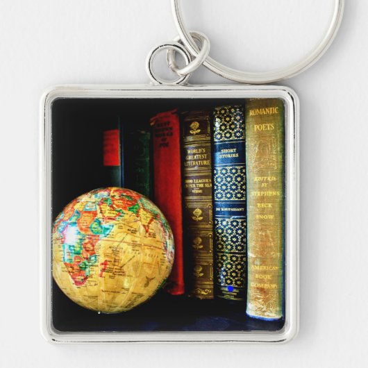 Wereldbol en boeken Sleutelhanger (Voorkant)