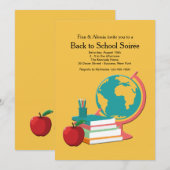 Wereldbol en boeken Uitnodiging (Voorkant / Achterkant)