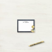 Wereldbol en schoolbord gepersonaliseerde leraar post-it® notes (Op bureau)