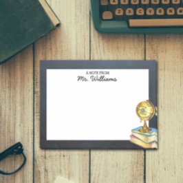 Wereldbol en schoolbord gepersonaliseerde leraar post-it® notes