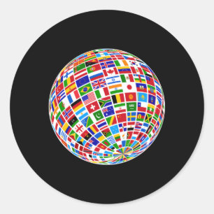 Wereldbol EU-wereld vlaggen de landen van de werel Ronde Sticker