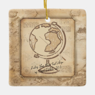 Wereldbol. Geografie & Geschiedenis Leraar Gift Keramisch Ornament
