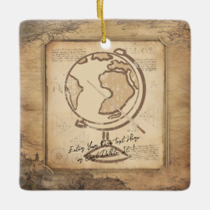 Wereldbol. Geografie & Geschiedenis Leraar Gift Keramisch Ornament