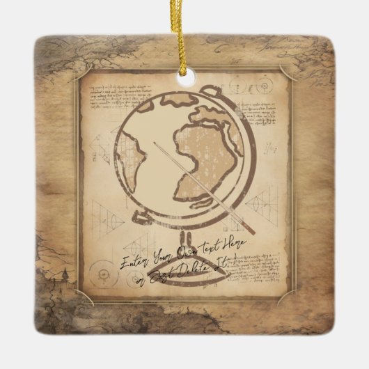  Wereldbol. Geografie & Geschiedenis Leraar Gift Keramisch Ornament (Voorkant)