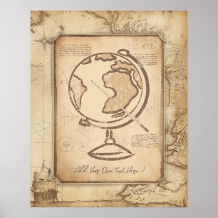 Wereldbol. Geografie & Geschiedenis Leraar Gift Poster