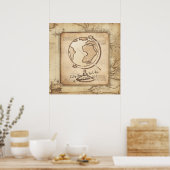 Wereldbol. Geografie & Geschiedenis Leraar Gift Poster (Keuken)