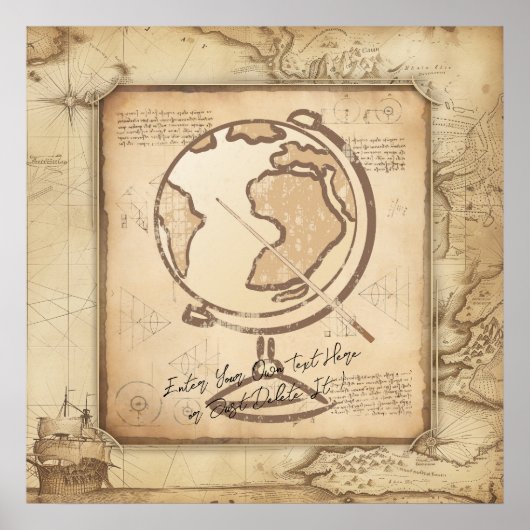 Wereldbol. Geografie & Geschiedenis Leraar Gift Poster (Voorkant)