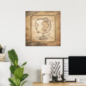  Wereldbol. Geografie & Geschiedenis Leraar Gift Poster (Thuiskantoor)
