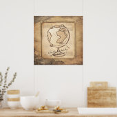  Wereldbol. Geografie & Geschiedenis Leraar Gift Poster (Keuken)