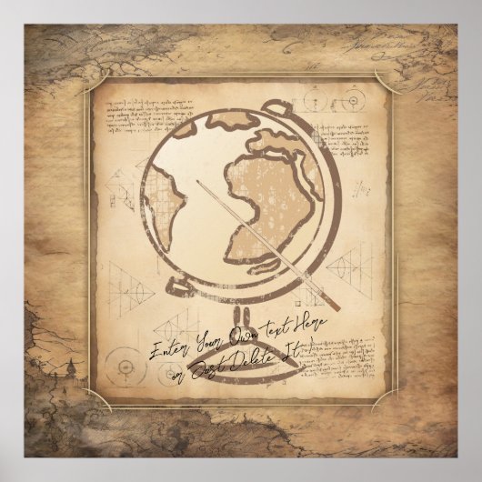  Wereldbol. Geografie & Geschiedenis Leraar Gift Poster (Voorkant)