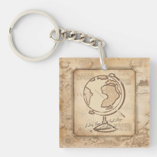  Wereldbol. Geografie & Geschiedenis Leraar Gift Sleutelhanger (Voorkant)