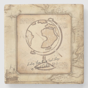 Wereldbol. Geografie & Geschiedenis Leraar Gift Stenen Onderzetter