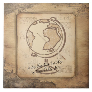 Wereldbol. Geografie & Geschiedenis Leraar Gift Tegeltje