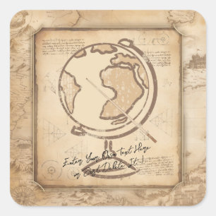  Wereldbol. Geografie & Geschiedenis Leraar Gift Vierkante Sticker
