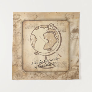 Wereldbol. Geografie & Geschiedenis Leraar Gift Wandkleed