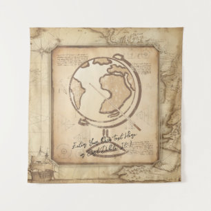 Wereldbol. Geografie & Geschiedenis Leraar Gift Wandkleed