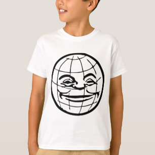 Wereldbol glimlachen, aarde, gezicht, gelukkige we t-shirt