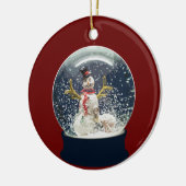 Wereldbol Happy Winter Snowman met kerstmis Keramisch Ornament (Links)