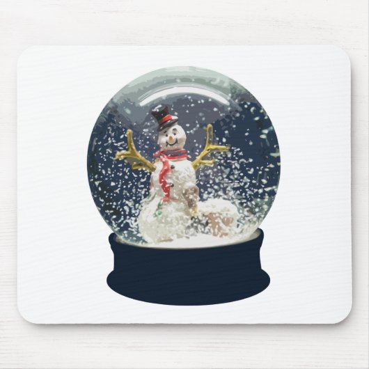 Wereldbol Happy Winter Snowman met kerstmis Muismat (Voorkant)