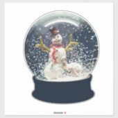 Wereldbol Happy Winter Snowman met kerstmis Sticker (Vel)