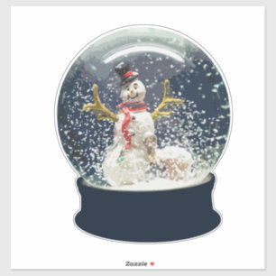 Wereldbol Happy Winter Snowman met kerstmis Sticker