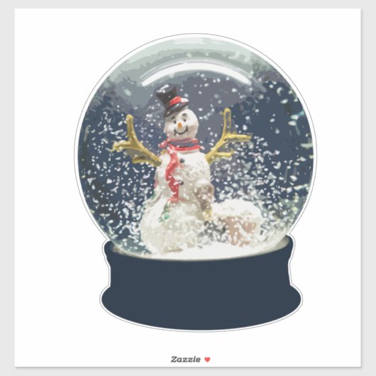 Wereldbol Happy Winter Snowman met kerstmis Sticker (Vel)