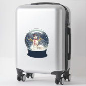Wereldbol Happy Winter Snowman met kerstmis Sticker (Koffer)