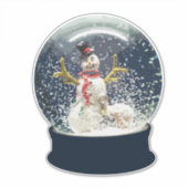 Wereldbol Happy Winter Snowman met kerstmis Sticker (Voorkant)