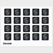 wereldbol in stippen vierkante sticker (Vel)